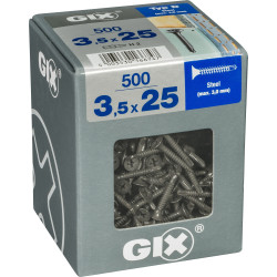 Vis pour profilé 3,5x25mm – Lot 500 | GIX