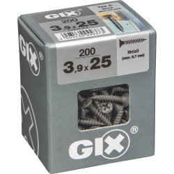 Vis métal 3,9 x 25 mm 200 pièces GIX – Fixation Robuste | GIX