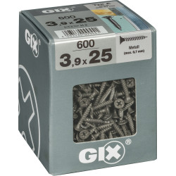 Vis en métal 3,9 x 25 mm – 600 pièces GIX – Fixation robuste | GIX