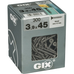 Vis pour métal 3,9 x 45 mm — 300 pièces – Fixation robuste | GIX