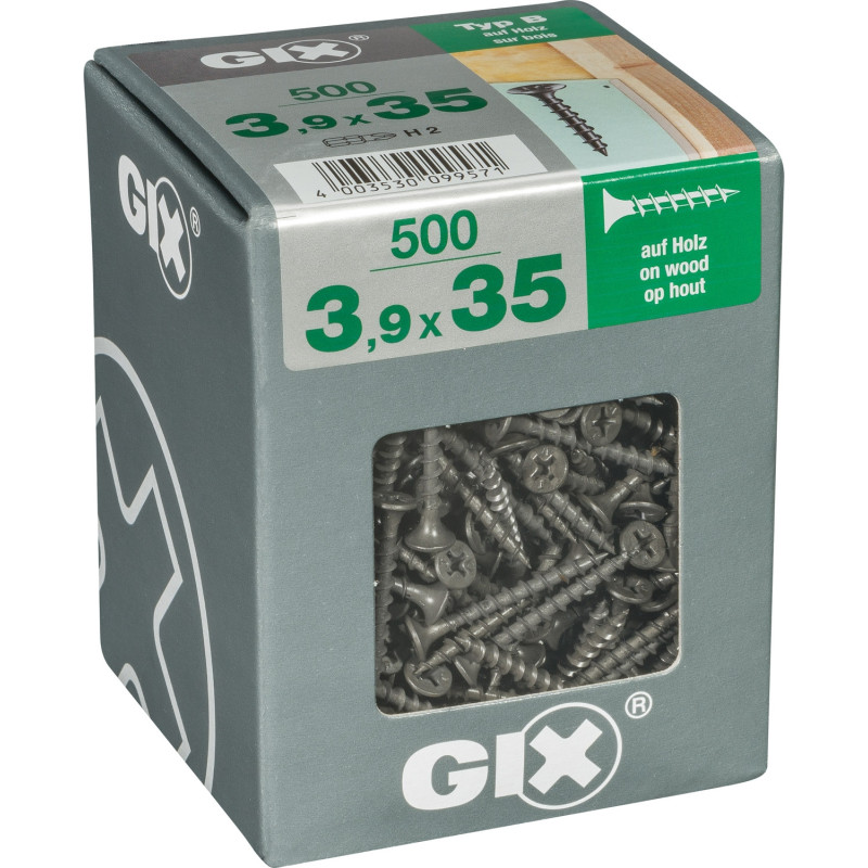 Vis pour bois 3,9 x 35 mm 500 pièces GIX