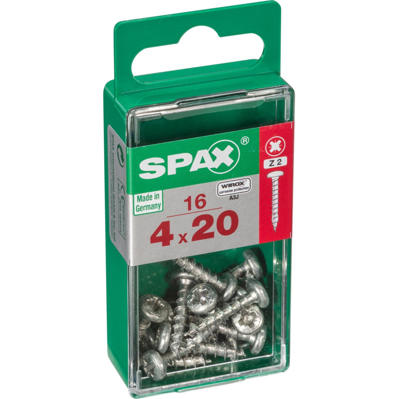 Vis à tête ronde 4 x 20 mm 16 pièces SPAX