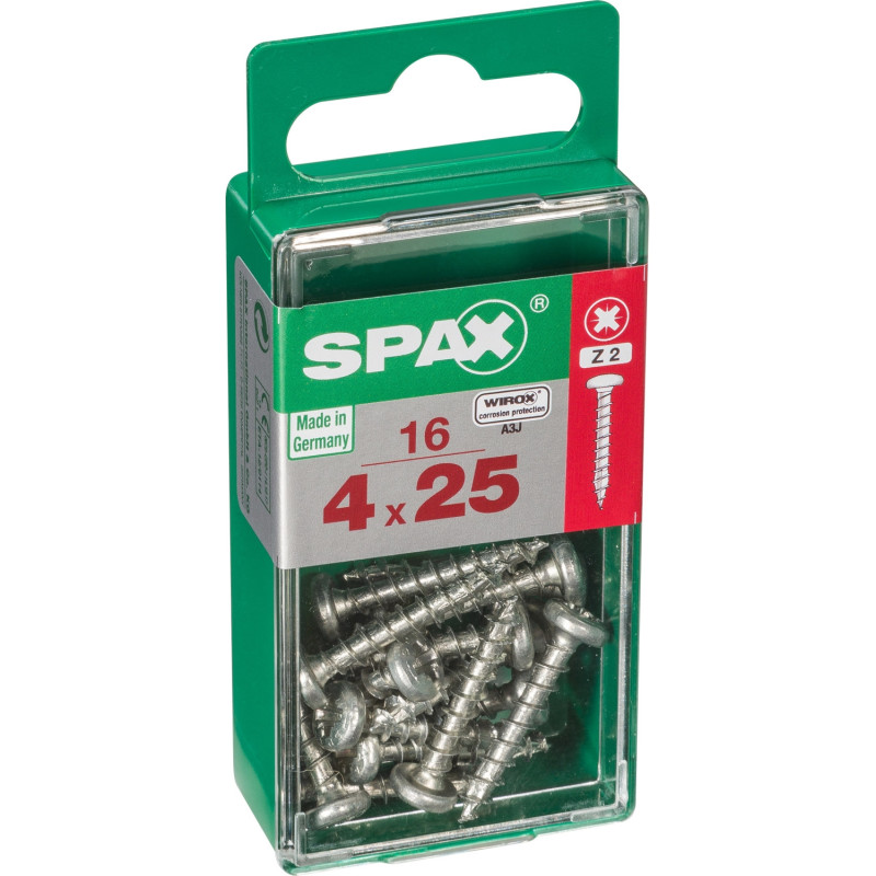 Vis à tête ronde 4 x 25 mm 16 pièces SPAX