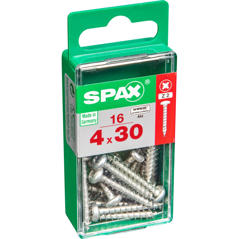 Vis à tête ronde 4 x 30 mm 16 pièces SPAX