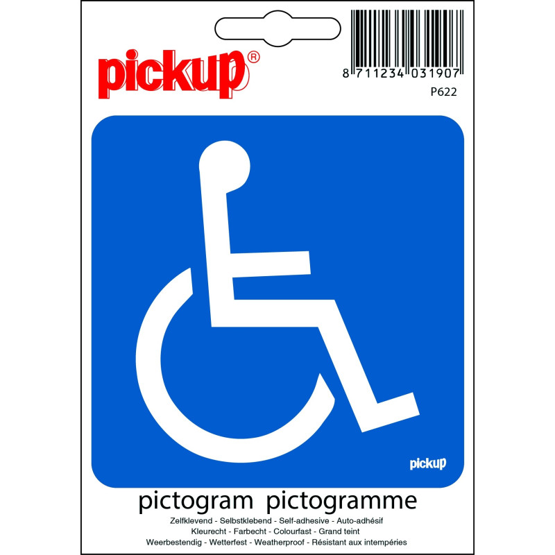 Pictogramme adhésif en vinyle accès fauteuil roulant 10 x 10 cm