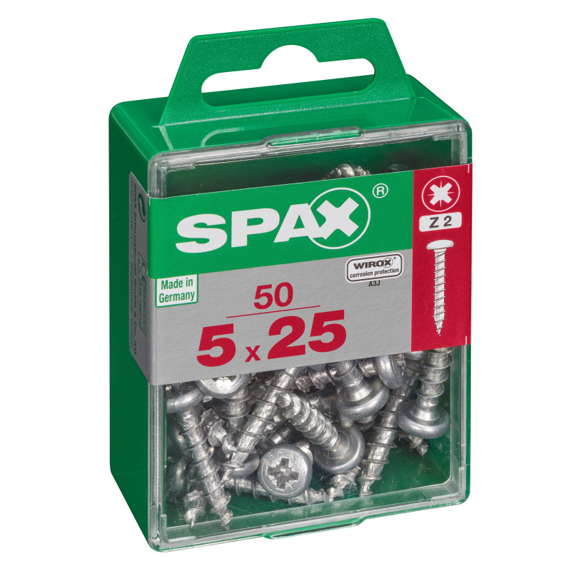 Vis à tête ronde 5 x 25 mm 50 pièces SPAX