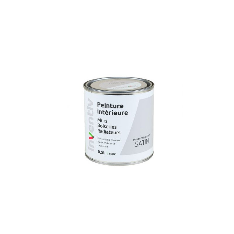 Peinture pour mur boiserie radiateur Marron Chocolat n°7 satiné 0,5 L INVENTIV