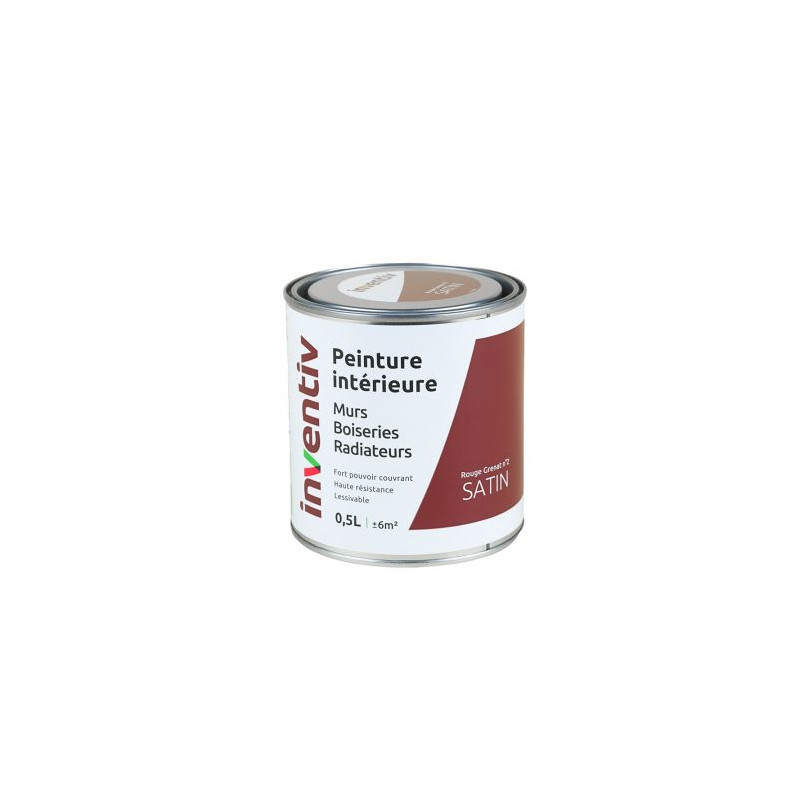 Peinture pour mur boiserie radiateur Rouge Grenate n°2 satiné 0,5 L INVENTIV