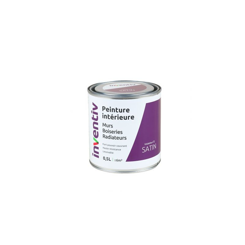 Peinture pour mur boiserie radiateur Violette n°2 satiné 0,5 L INVENTIV