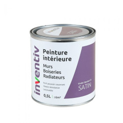 Peinture pour mur boiserie radiateur Violet Glycine n°3 satiné 0,5 L INVENTIV