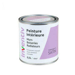 Peinture pour mur boiserie radiateur Violet Figue n°5 satiné 0,5 L INVENTIV