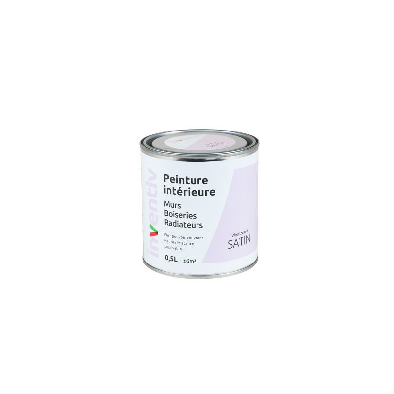 Peinture pour mur boiserie radiateur Violette n°6 satiné 0,5 L INVENTIV