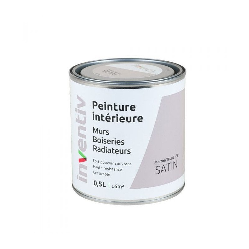 Peinture pour mur boiserie radiateur Marron Taupe n°6 satiné 0,5 L INVENTIV