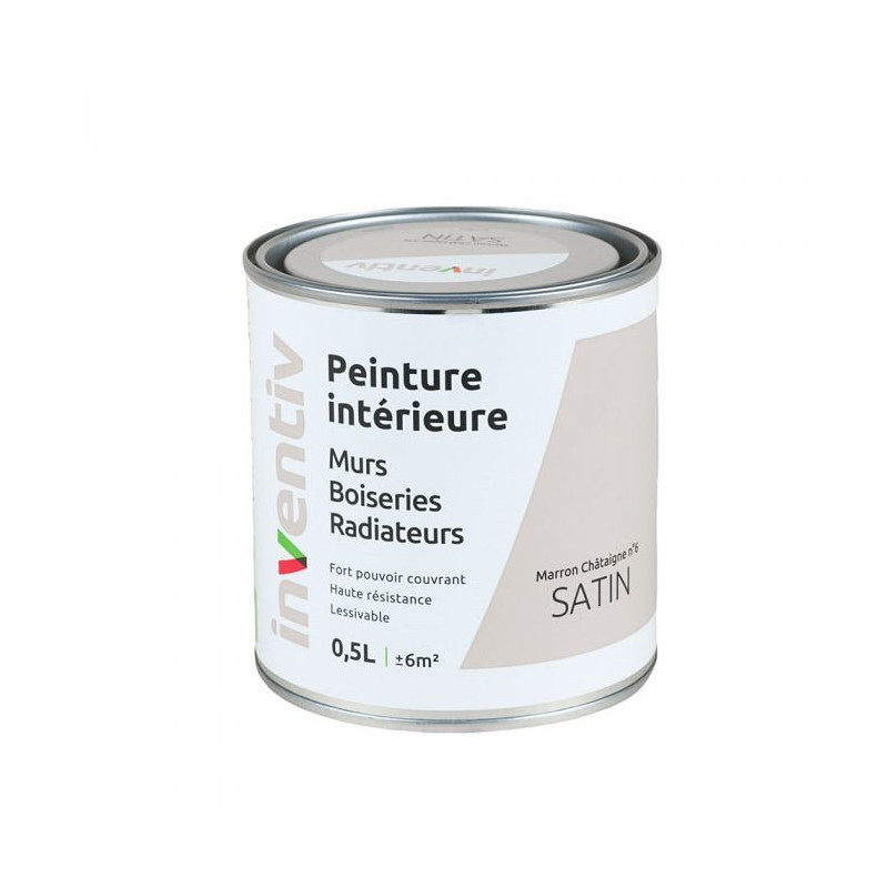 Peinture pour mur boiserie radiateur Marron Chataigne n°6 satiné 0,5 L INVENTIV