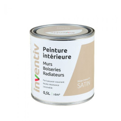 Peinture pour mur boiserie radiateur Beige Crème n°4 satiné 0,5 L INVENTIV