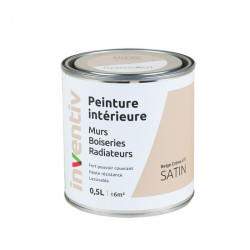 Peinture pour mur boiserie radiateur Beige Crème n°5 satiné 0,5 L INVENTIV