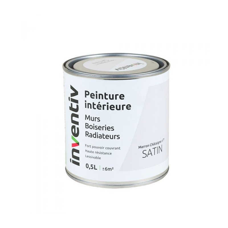 Peinture pour mur boiserie radiateur Marron Chataigne n°7 satiné 0,5 L INVENTIV