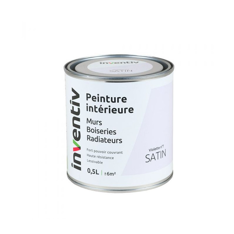 Peinture pour mur boiserie radiateur Violette n°7 satiné 0,5 L INVENTIV