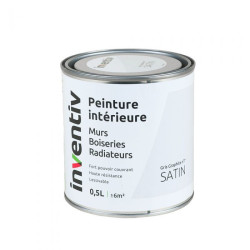 Peinture pour mur boiserie radiateur Gris Graphite n°7 satiné 0,5 L INVENTIV