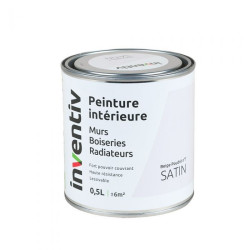 Peinture pour mur boiserie radiateur Beige Poudre n°7 satiné 0,5 L INVENTIV