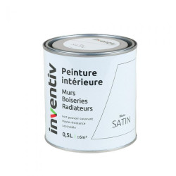 Peinture pour mur boiserie radiateur blanc satiné 0,5 L INVENTIV