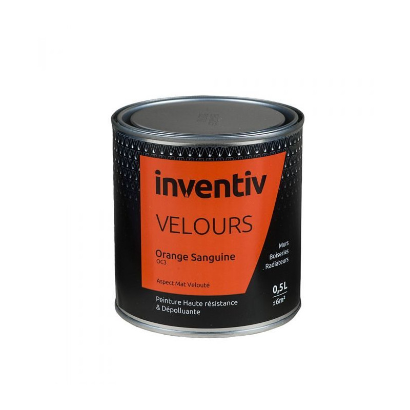 Peinture Velours Orange Sanguine OC3 0,5 L INVENTIV