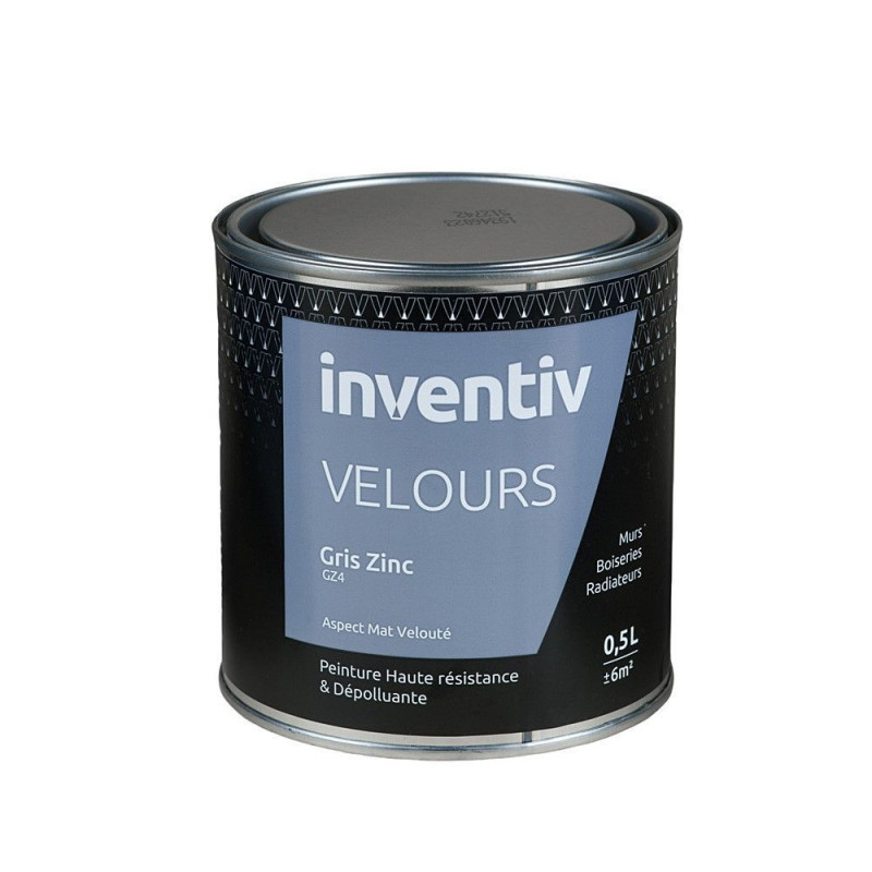 Peinture Velours Gris Zinc GZ4 0,5 L INVENTIV