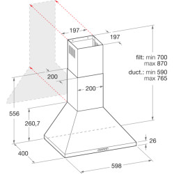 HOTTE DECO.PYR INDESIT INOX LED 60CM145W