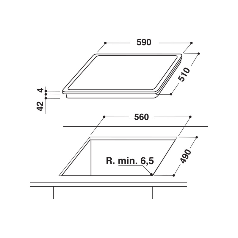 TABLE CUISSON VITRO 60CM INDE RI161C