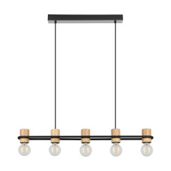 Suspension Chieveley noire et bois – Éclairage élégant | EGLO