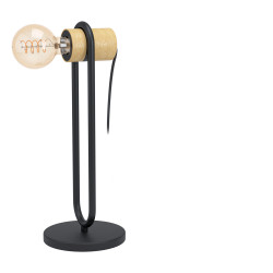 Lampe à poser Chieveley noire et bois – Éclairage design | EGLO