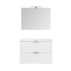 Meuble de salle de bain avec vasque et miroir Euro Pack blanc brillant 80 cm ALLIBERT Meuble de salle de bain avec vasque et miroir Euro Pack blanc brillant 80 cm ALLIBERT