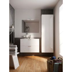 Meuble de salle de bain avec vasque et miroir Euro Pack blanc brillant 80 cm ALLIBERT Meuble de salle de bain avec vasque et miroir Euro Pack blanc brillant 80 cm ALLIBERT