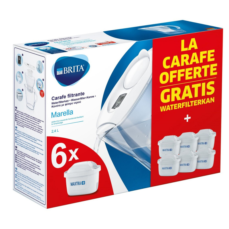 Carafe filtrante Marella Cool White avec 6 cartouches BRITA