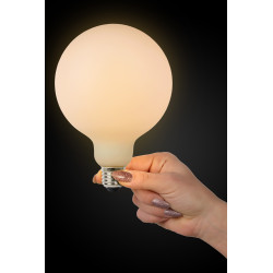 Ampoule à filament LED Bulb E27 8 W Ø 12,5 cm dimmable opalin LUCIDE Ampoule à filament LED Bulb E27 8 W Ø 12,5 cm dimmable opalin LUCIDE