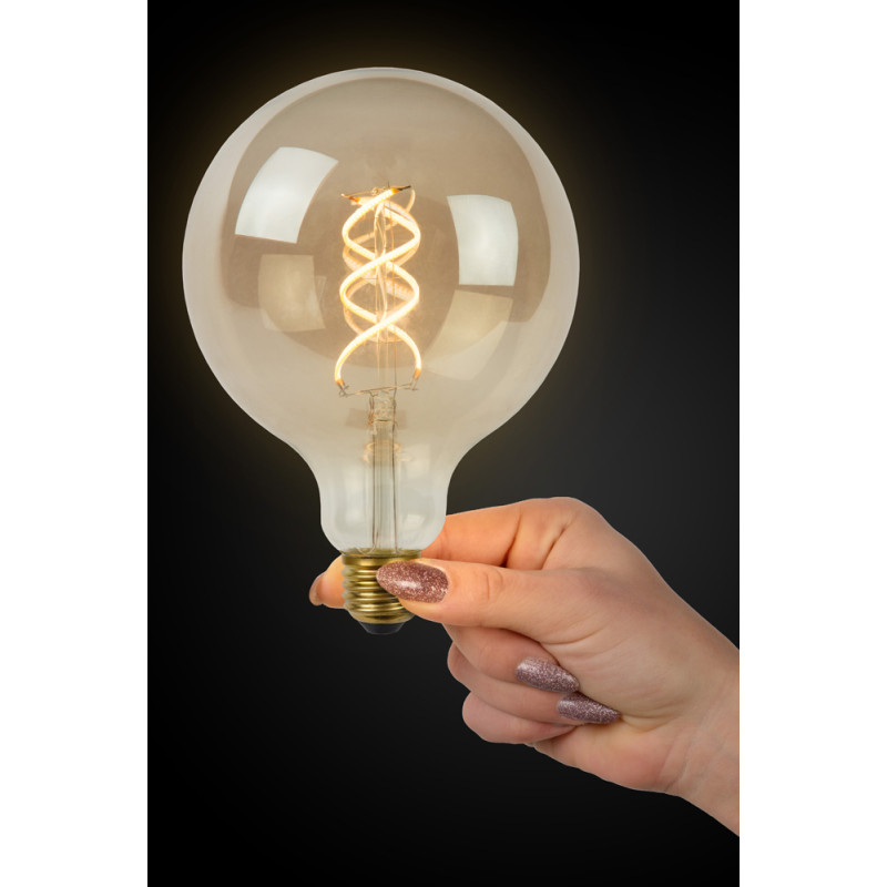 Ampoule à filament LED Bulb E27 5 W Ø 12,5 cm dimmable fumé LUCIDE Ampoule à filament LED Bulb E27 5 W Ø 12,5 cm dimmable fumé LUCIDE