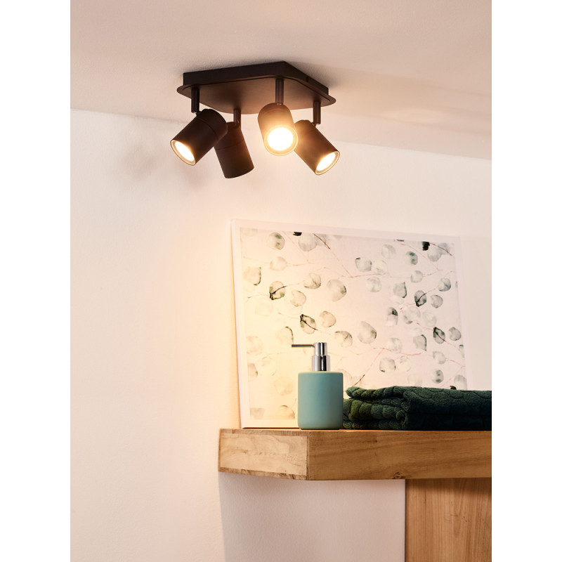 Spot de salle de bain Lennert LED GU10 20 W dimmable noir LUCIDE Spot de salle de bain Lennert LED GU10 20 W dimmable noir LUCIDE
