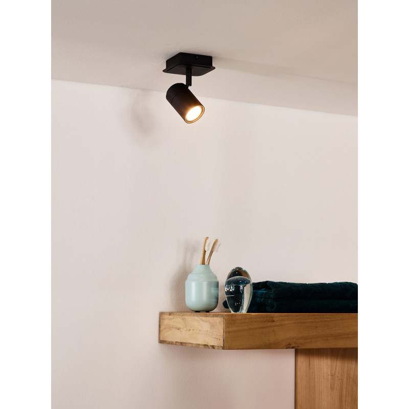 Spot de salle de bain Lennert LED GU10 5 W dimmable noir LUCIDE Spot de salle de bain Lennert LED GU10 5 W dimmable noir LUCIDE