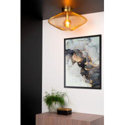 Plafonnier Mesh Ø 45 cm E27 40 W dimmable doré LUCIDE Plafonnier Mesh Ø 45 cm E27 40 W dimmable doré LUCIDE