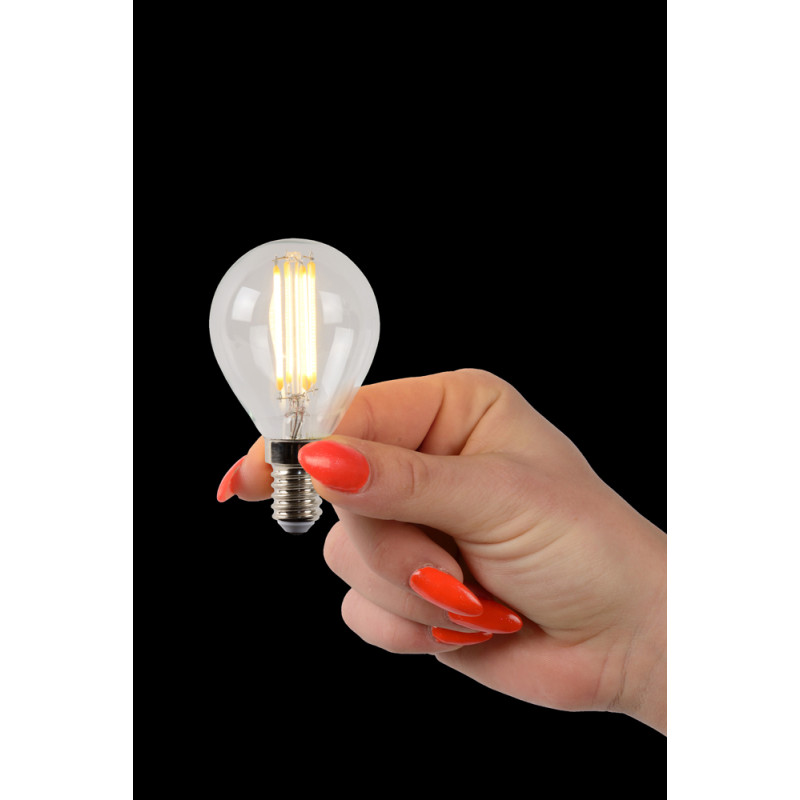 Ampoule à filament LED E14 4 W Ø 4,5 cm dimmable transparente LUCIDE Ampoule à filament LED E14 4 W Ø 4,5 cm dimmable transparente LUCIDE