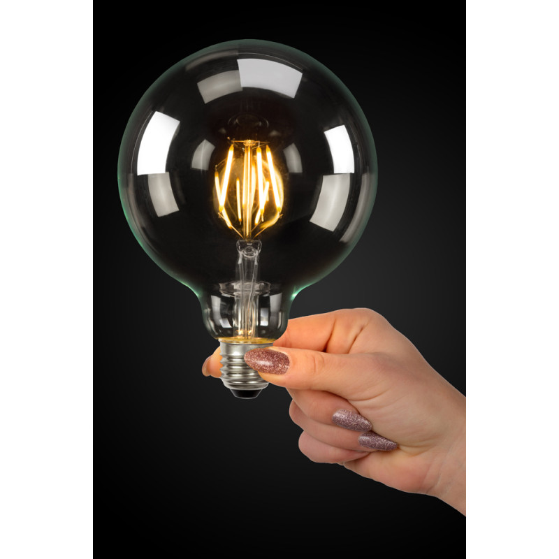 Ampoule à filament LED E27 5 W Ø 12,5 cm dimmable transparente LUCIDE Ampoule à filament LED E27 5 W Ø 12,5 cm dimmable transparente LUCIDE