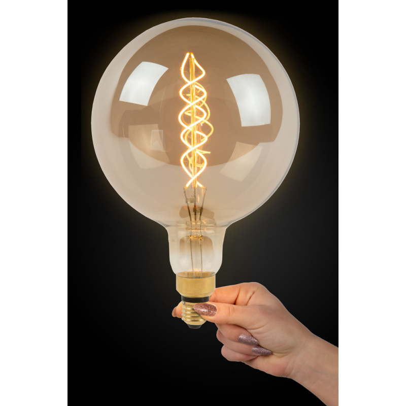 Ampoule à filament Giant Bulb LED E27 8 W Ø 20 cm dimmable fumée LUCIDE