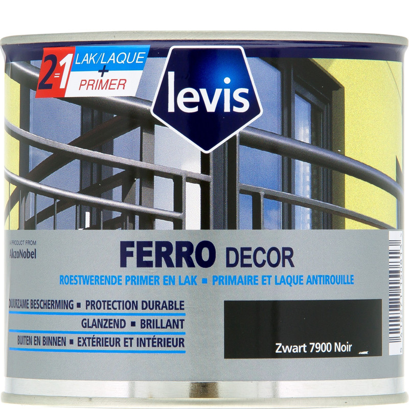 Laque antirouille Ferro Décor noire 2,5 L LEVIS