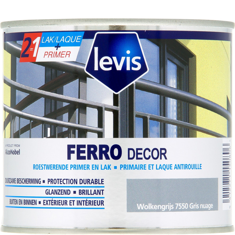 Laque antirouille Ferro Décor gris nuage 2,5 L LEVIS