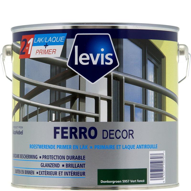 Laque antirouille Ferro Décor vert foncé 2,5 L LEVIS