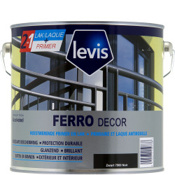 Laque antirouille Ferro Décor noire 0,5L – Protection | LEVIS