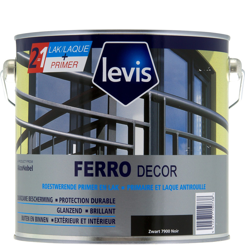 Laque antirouille Ferro Décor noire 0,5 L LEVIS