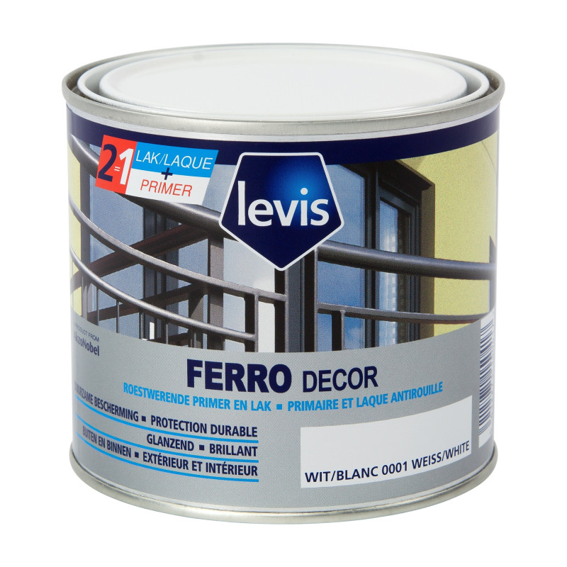 Laque antirouille Ferro Décor blanche 0,5 L LEVIS