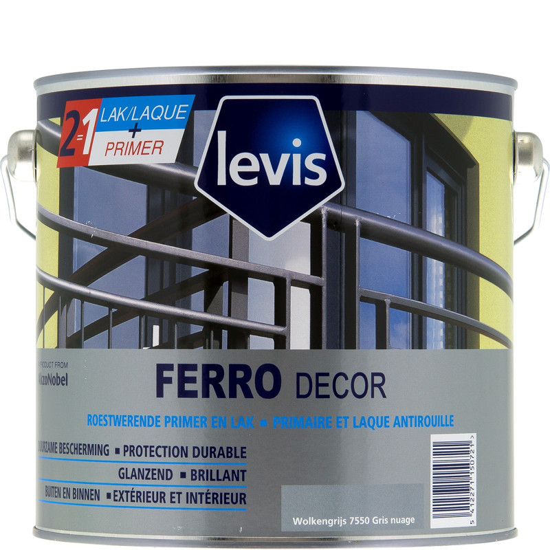 Laque antirouille Ferro Décor gris nuage 0,5 L LEVIS