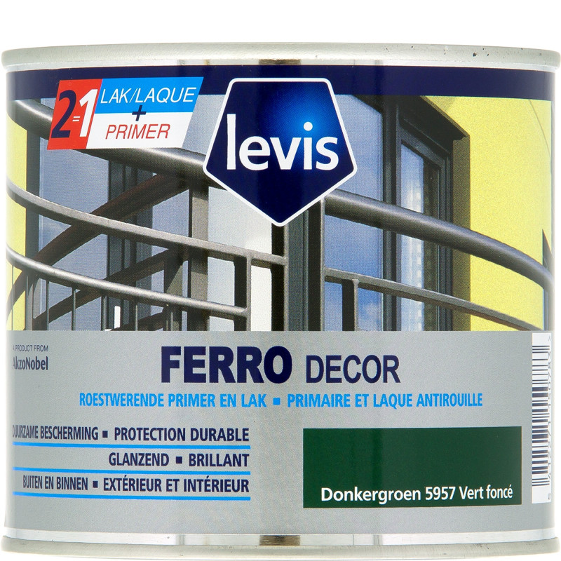 Laque antirouille Ferro Décor vert foncé 0,5 L LEVIS